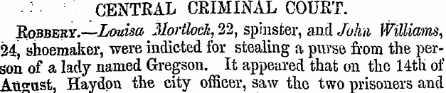 CENTRAL CRIMINAL COURT. Bobbery.—Louisa ...
