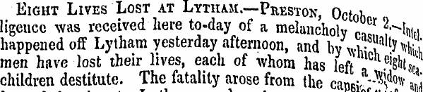 Eight Lives Lost at Lytham. —Preston, Oc...