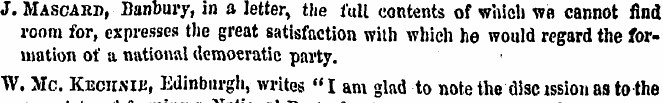 J. Mascard, Banbury, in a letter, the fu...