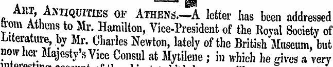Aw, Antiquities of Athens.-A letter has ...