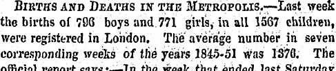 Births and Deaths in the METROPOLis.---L...