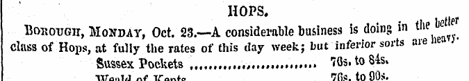 HOPS. BonouGir, Monday, Oct. 23.—A consi...