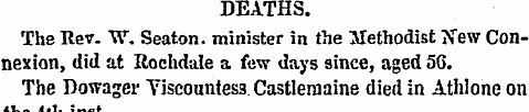 DEATHS. The Rev. W. Seaton. minister in ...