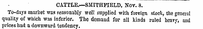 CATTLE.—SMITHFIELD, Nov. 8. To-days mark...