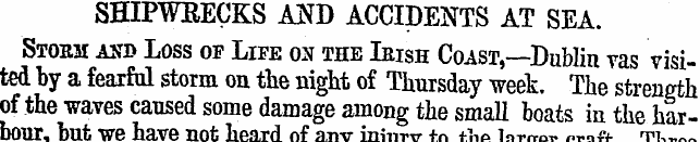 SHIPWRECKS AND ACCIDENTS AT SEA. Storm a...