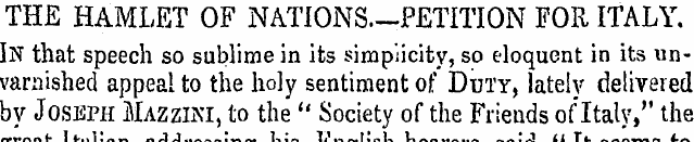 THE HAMLET OF NATIONS—PETITION FOR ITALY...