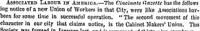 Associated Labour in America.—The Cincin...