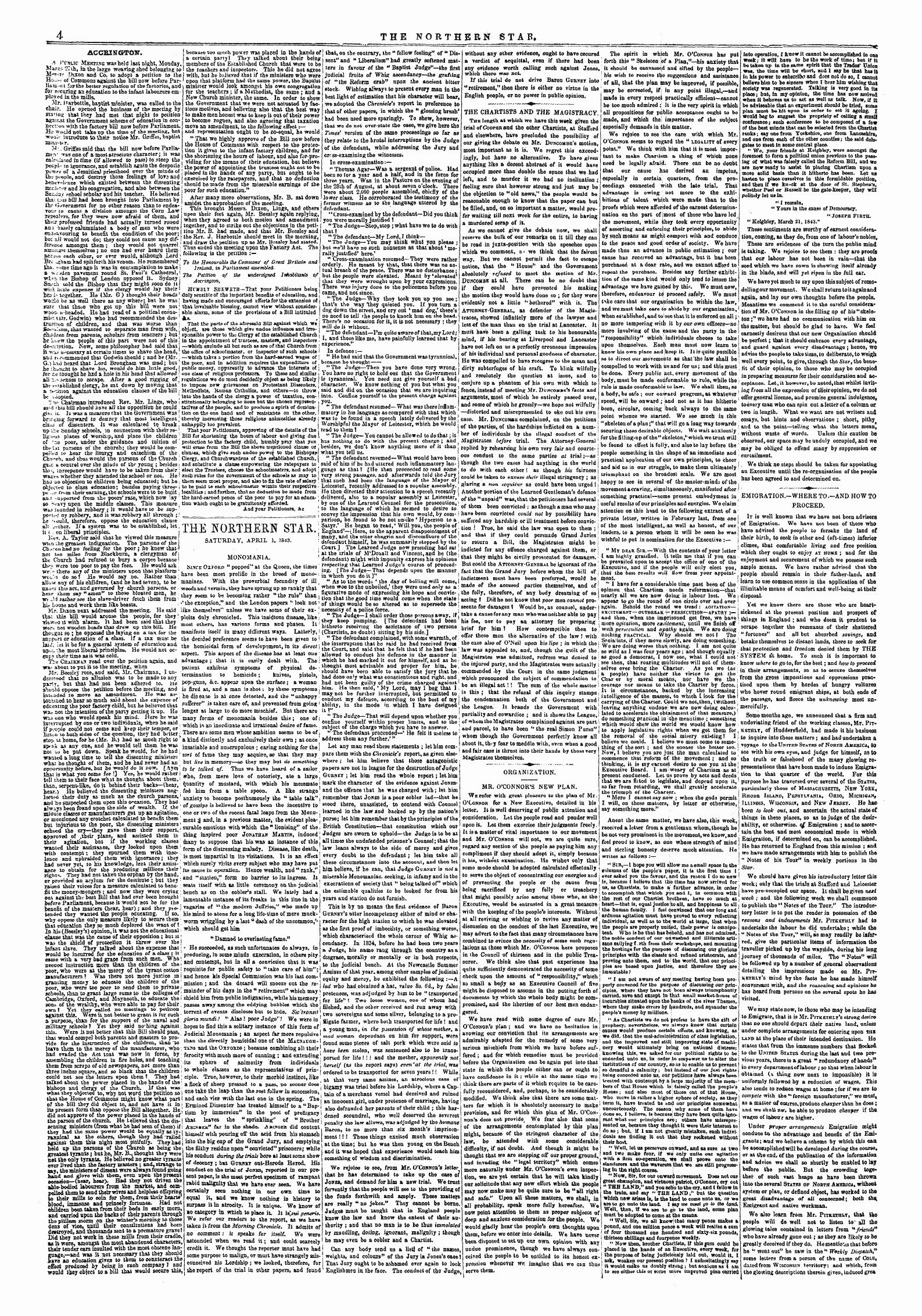 Northern Star (1837-1852): jS F Y, 3rd edition - The Northern Star. Saturday, April 1, 1843.