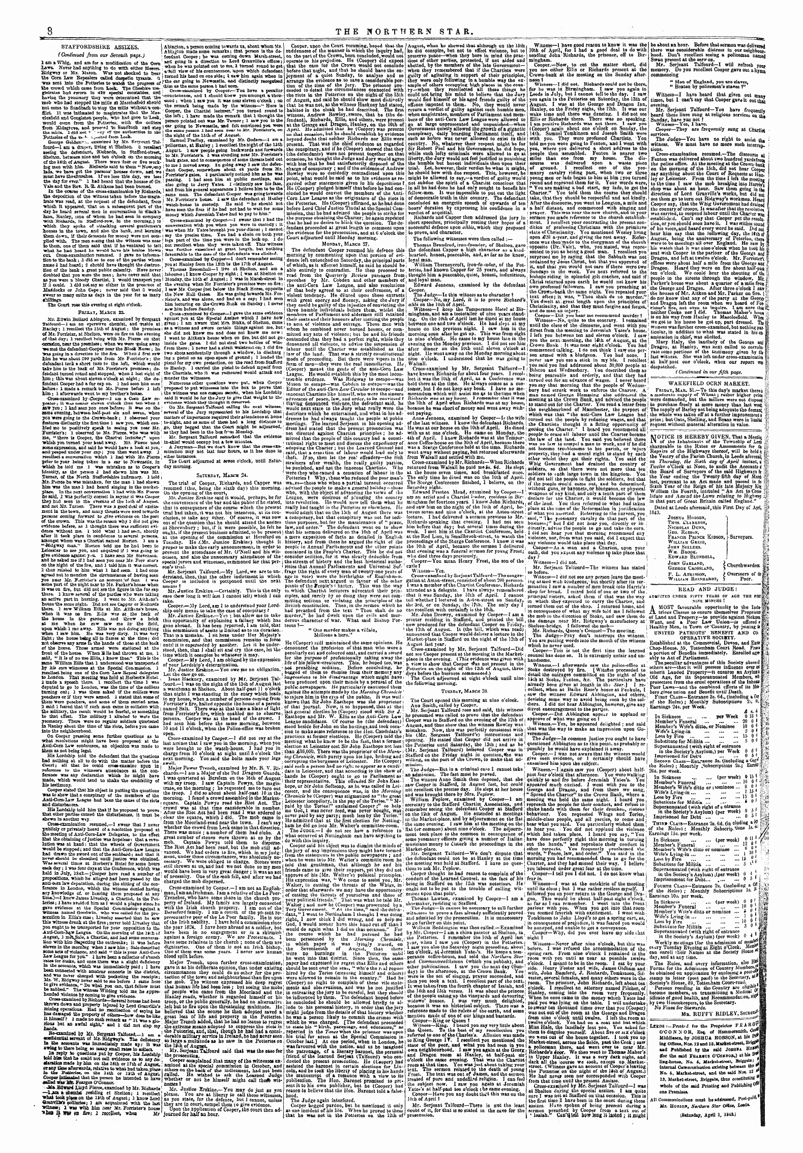 Northern Star (1837-1852): jS F Y, 3rd edition - Noti Ce Is Hereby Given, That A Meeti * Of The Inhabitants Of The Township Of Lee& -