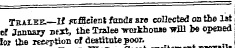 eat excitement Tsjli.ee. II ^efficient fends are collected on the 1st ef January next, the Tralee woikhonse wHl be opened lor the reception of destitute poor.