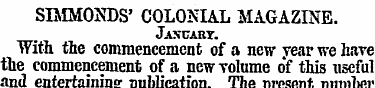 SIMMONDS' COLONIAL MAGAZINE. January. Wi...