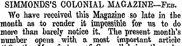 SIMMONDS'S COLONIAL MAGAZINE-Fj-b. Wo ha...