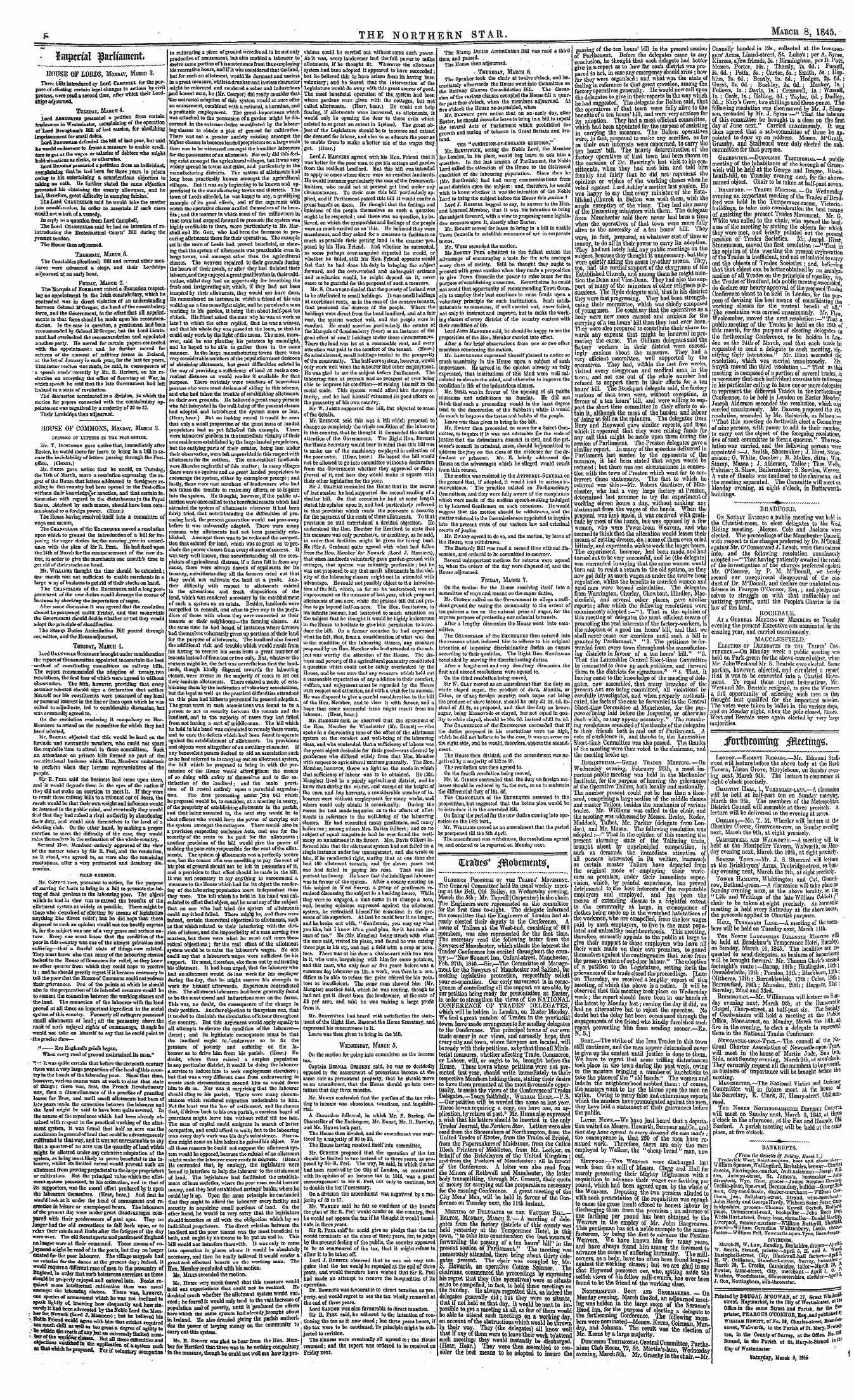 Northern Star (1837-1852): jS F Y, 3rd edition - Printed B.V Dougal M'Gowatf. Nf N «™»T Wind***