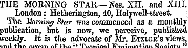 THE MORNING STAR—Nos. XII. and XIII. Lon...