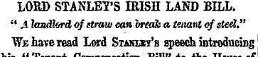 LORD STANLEY'S IRISH LAND BILL. " A land...