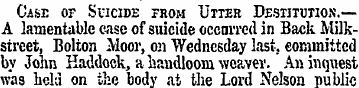 Case of Svicide prom "Utter Destitution....