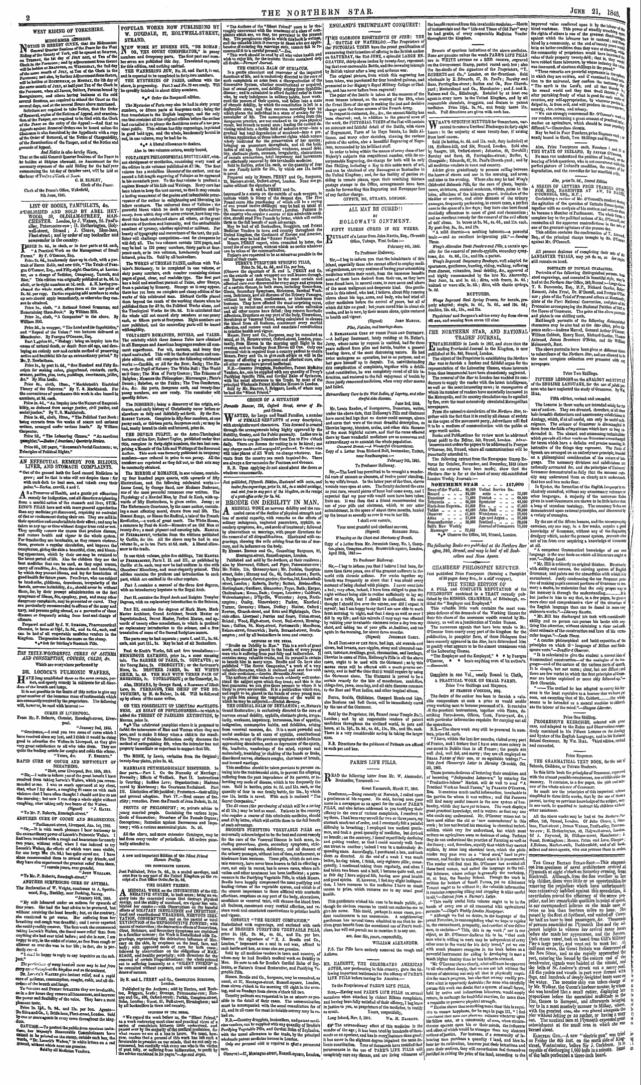 Northern Star (1837-1852): jS F Y, 3rd edition - Ad00204