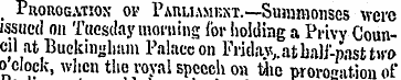 _ Prorogation ov Parliament.—-Summonses ...