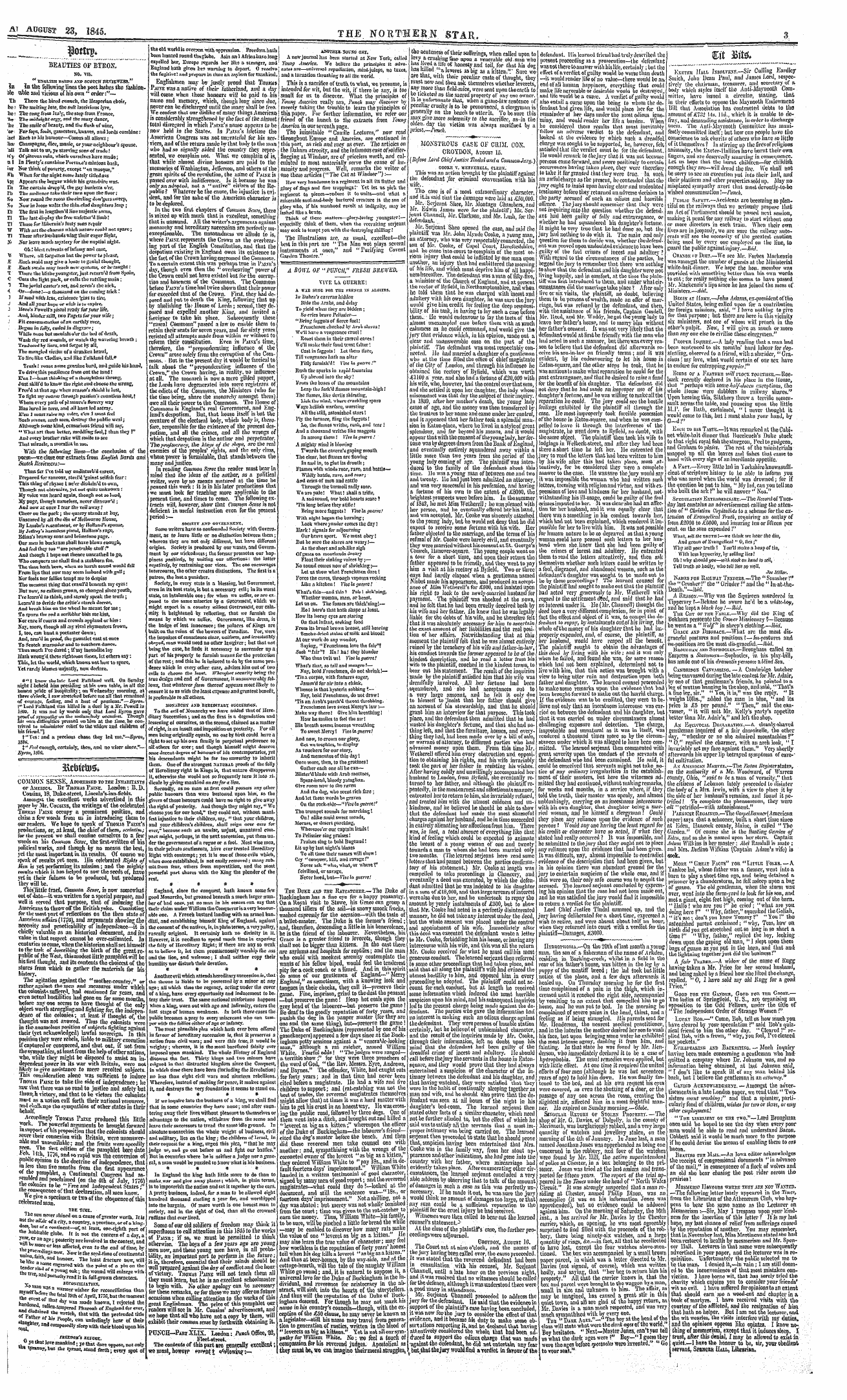 Northern Star (1837-1852): jS F Y, 3rd edition - _August 23, 1845. The Northern Star. 3