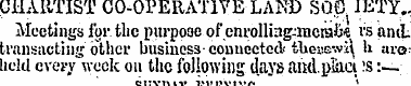 CHARTIST CO-OPERATIVE-LAND SQS lETY. Mee...