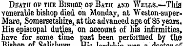 Death op the Bisuop of Bath asd Wem,s.~-...