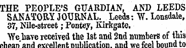 THE PEOPLE'S GUARDIAN, AND LEEDS SANATOR...