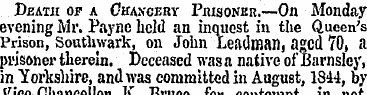 Death of a Chancery Prisoner.—On Monday ...