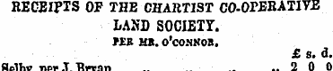 RECEIPTS OF THE CHARTIST CO-OPERATIVE LA...