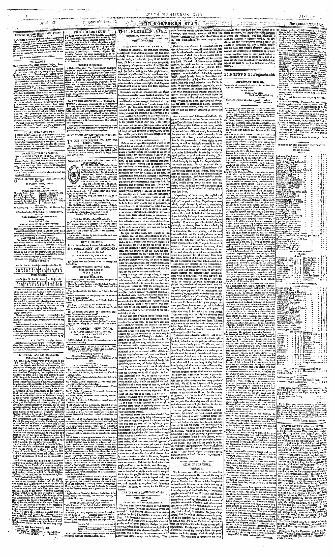 Northern Star (1837-1852): jS F Y, 3rd edition - Receipts Of The Chartist Co-Opebatitb La...