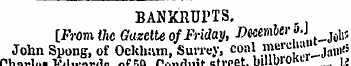 BANKRUPTS. [From the Gazette of Friday, ...