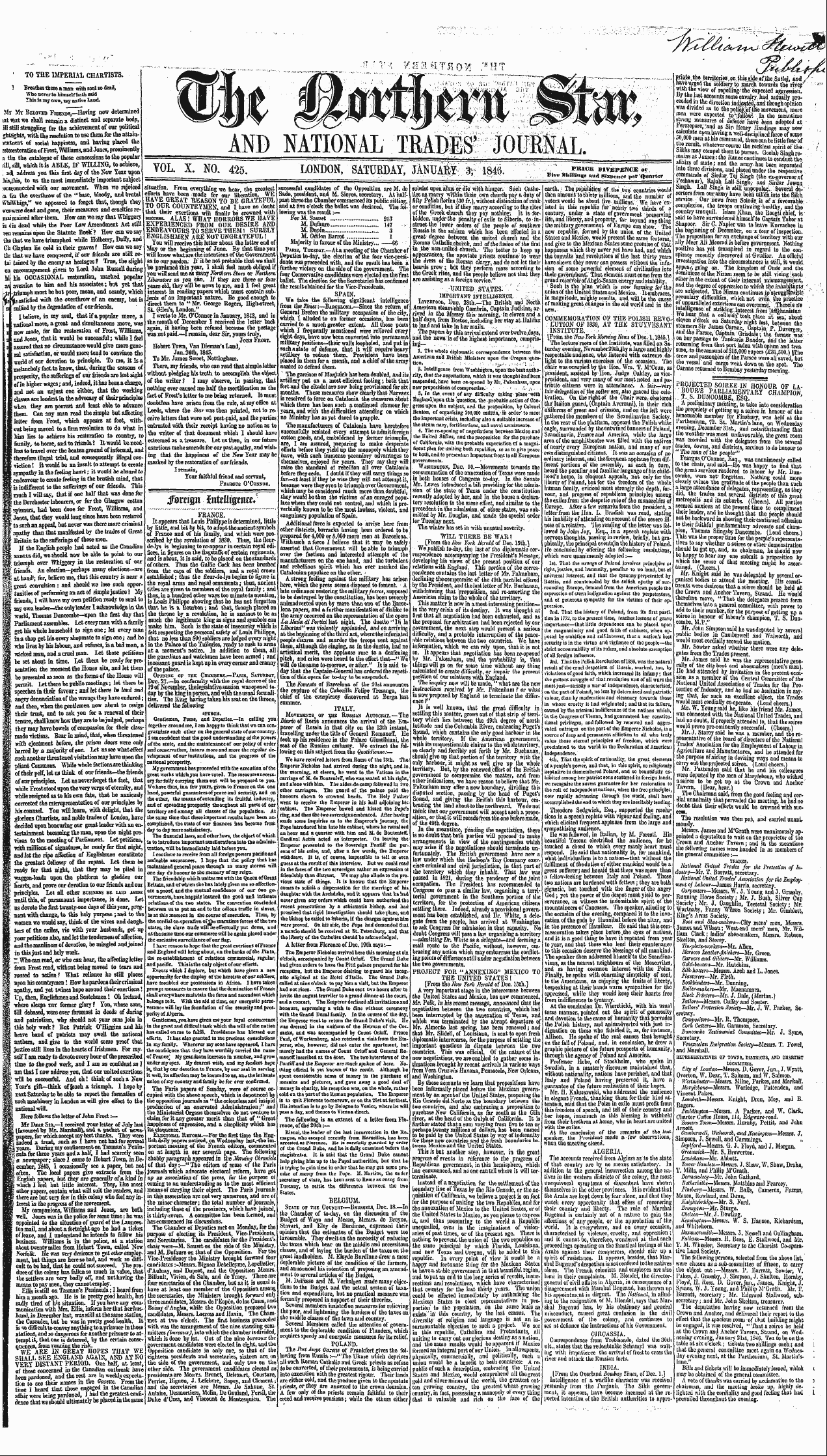 Northern Star (1837-1852): jS F Y, 3rd edition - Rm*W .. In« Wmtone8,On This Side Tf .Tbe...