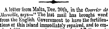 A letter from Malta, Dec. 20th, in the C...