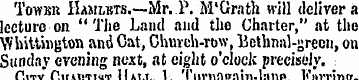 Towbu Hamlets.—Mr. P. M'Grath will deliv...