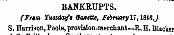 BANKRUPTS. (Frtm Tuesday's Sasette, Febr...