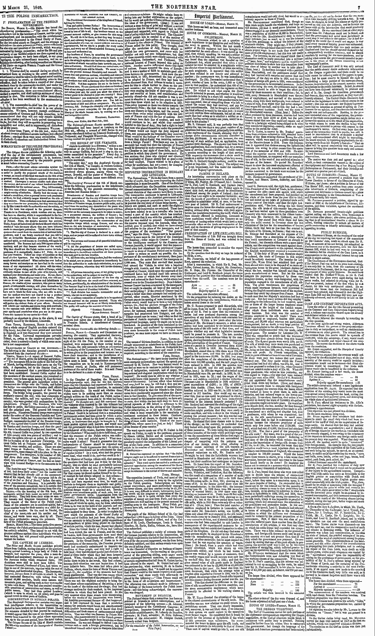 Northern Star (1837-1852): jS F Y, 3rd edition - Ti The Polish Insurrection Pi F Roclamat...