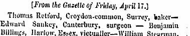 [From the Gazette of Friday, April 17.] ...