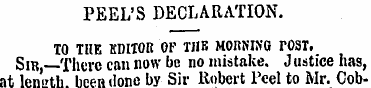 PEEL'S DECLARATION. TO THE KDIT0K OF THE...