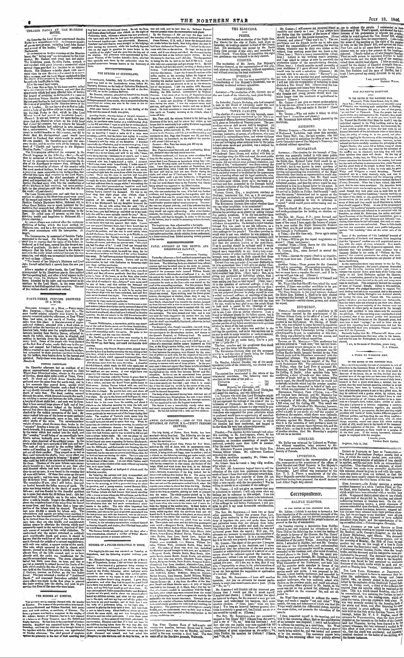 Northern Star (1837-1852): jS F Y, 3rd edition - The Murder At Sunderland. Srstcblaxn , S...