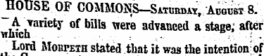 ^ HOUSE OF COMMONS-Saturdm , August 8. A...
