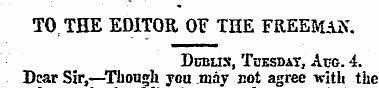 TO THE EDITOR, OF THE FREEMAN. Dunns, Tu...