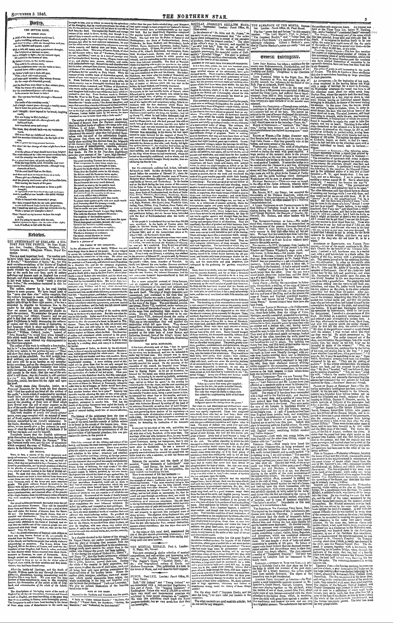 Northern Star (1837-1852): jS F Y, 3rd edition - The Almanack Of The Month. Soptember. Lo...