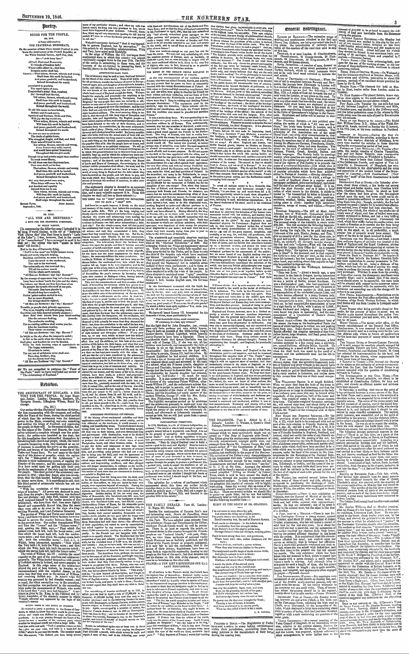 Northern Star (1837-1852): jS F Y, 3rd edition - So. Xsxi. "All Men Are Brethren." A. Sos...