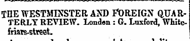 THE WESTMINSTER AM) FOREIGN QUARTERLY RE...