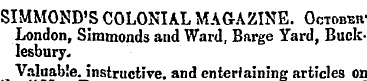 SIMMOND'S COLONIAL MAGAZINE. October - L...