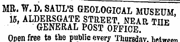 MB. Vf. D. SAUL'S GEOLOGICAL MUSEUM, 15,...