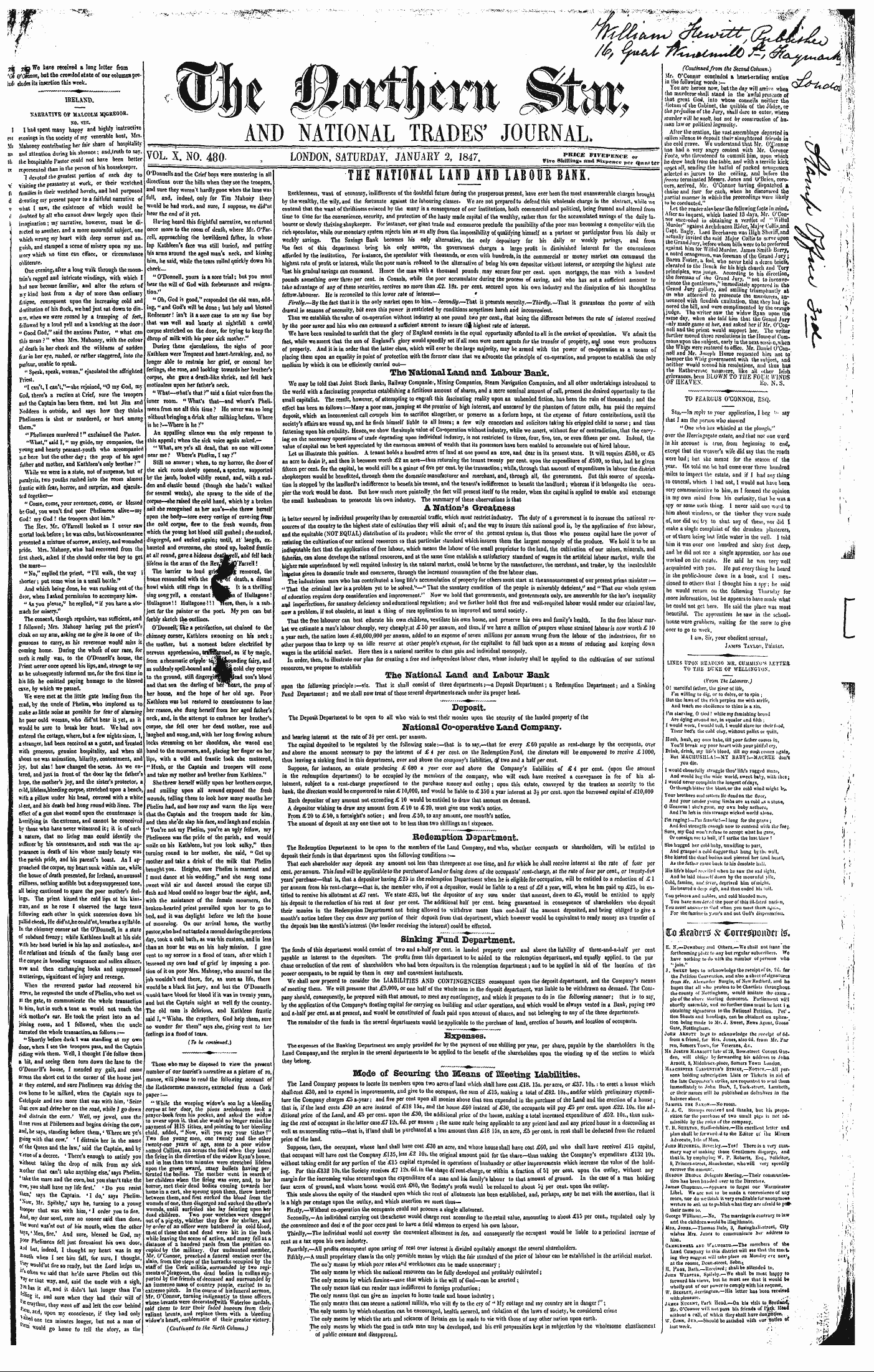 Northern Star (1837-1852): jS F Y, 3rd edition - Fk Tst ^E Bave Received A Lon G Letter From 'Ce Fycennor, Bat The Crowded State Of Out Columns Pre Ltd' Dudes Its Insertion This Week.