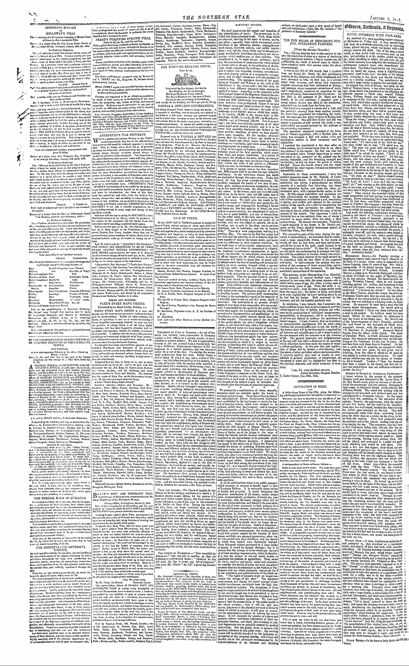 Northern Star (1837-1852): jS F Y, 3rd edition - Artificial Teeth. Mb. Howard's Patent.—T...