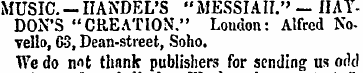 MUSIC. -HANDEL'S "MESSIAH." - HAYDON'S "...