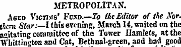 METROPOLITAN. Aged Victims' Fcxd — To th...