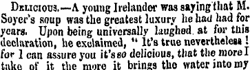 Delicious.—A young Irelander was saying ...